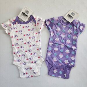 New 2 Pack Baby Girl Bodysuits Size: 0-3 Months.